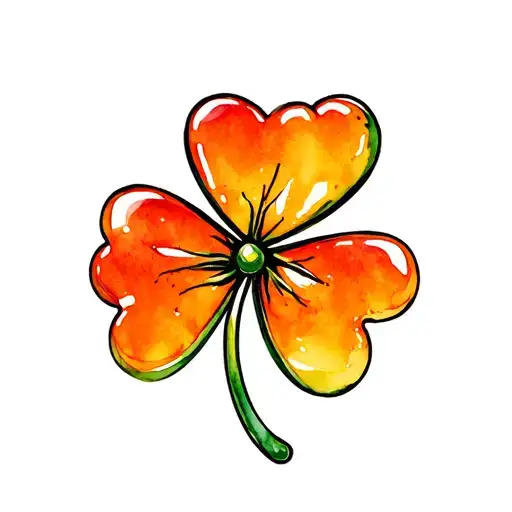 boston, orange jelly bean, irish style shamrock tattoo design idea