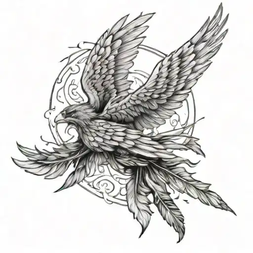 Icarus falling , feathers burnt  tattoo design idea