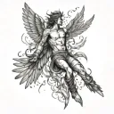 Icarus falling , feathers burnt  tattoo design idea
