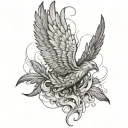 Icarus falling , feathers burnt  tattoo design idea