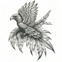 Icarus falling , feathers burnt  tattoo design idea