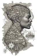 neg mawon and map of haiti tattoo design idea