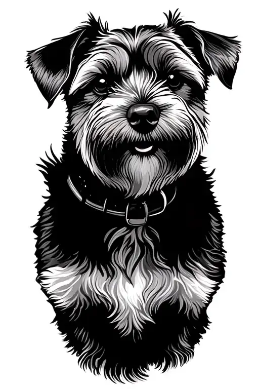 border terrier standing proud tattoo design idea