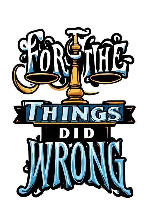 "FOR THE THINGS I DID WRONG" a set of scales symbolizing justice tattoo design idea