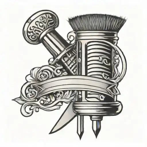 Blade and barber pole tattoo design idea