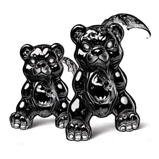 evil gummy bears in 3 d tattoo design idea