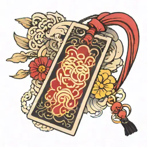a japanese paper omamori charm tattoo design idea