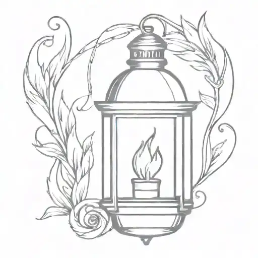 A sketch style tattoo of a lantern with seven flames burning brightly, symbolizing the light and warmth your siblings bring to your life, with the words 'family love' subtly integrated into the design tattoo design idea