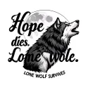 "Hope dies. Lone wolf survives" wolf howling at the moon tattoo design idea