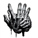 hand reaching chained to a brain tattoo design idea