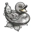 rubber duck with a bottle tattoo design idea