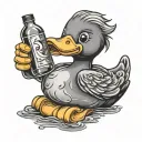 rubber duck with a bottle tattoo design idea