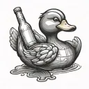 rubber duck with a bottle tattoo design idea