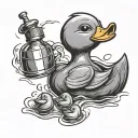 rubber duck with a bottle tattoo design idea