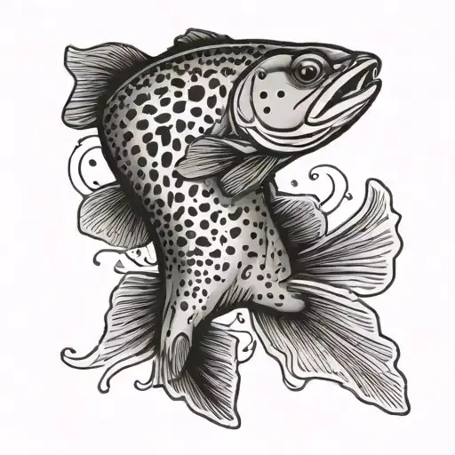 small brown trout with SLR acronym inside tattoo design idea