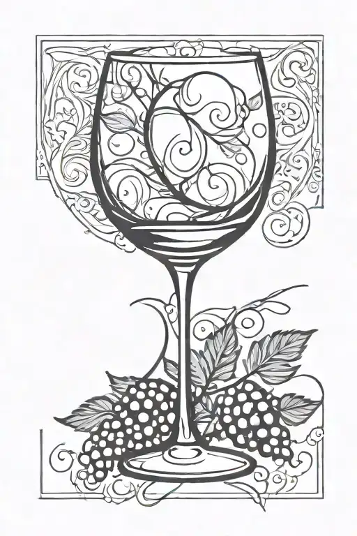 wine glass surrounded tattoo design idea