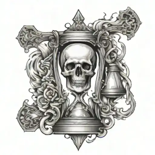 holy death sthel hourglass tattoo design idea