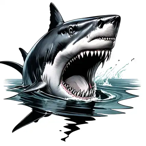 great white shark emerging tattoo design idea