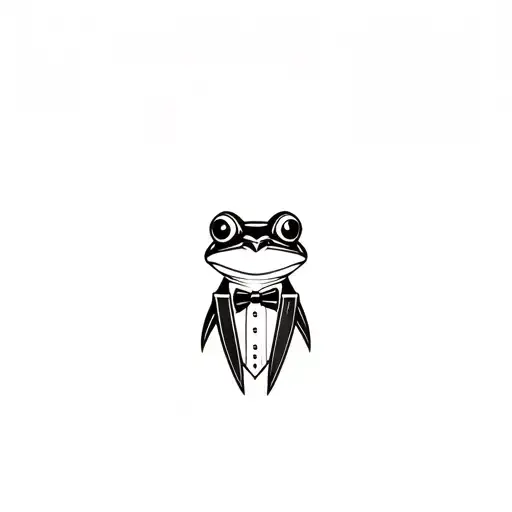 cute frog in tuxedo tattoo design idea
