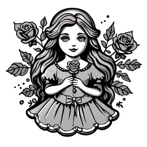 gingerbread girl holding a rose tattoo design idea