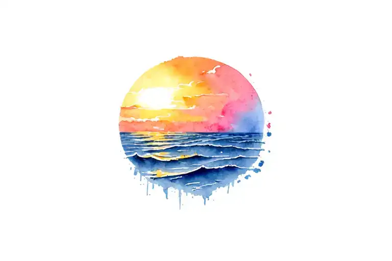 sunrise over the ocean tattoo design idea