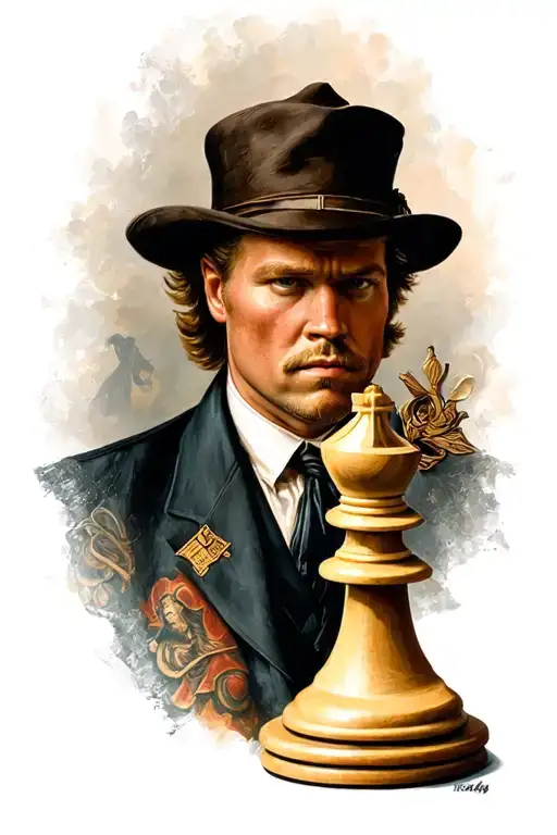  tattoo mural combine Doc Holiday (Val Kilmer version, chess board or pieces, German Roman Catholic empire tattoo design idea