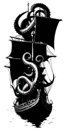 kraken attacking a ship tattoo design idea