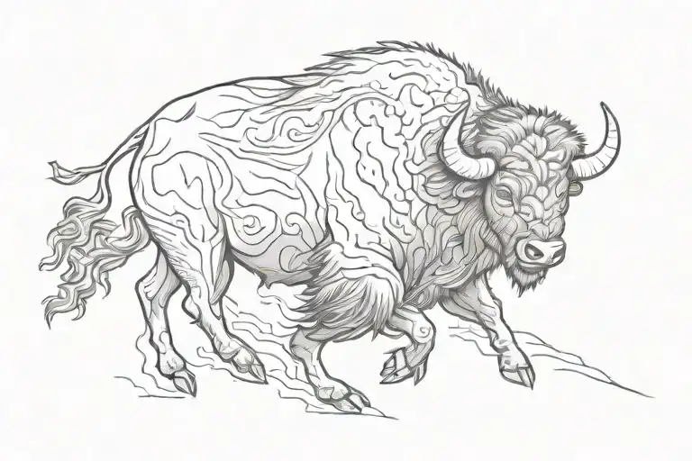 storm in a buffalo playing running tattoo design idea