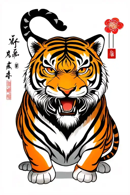 Japanese Tiger full body tattoo design idea