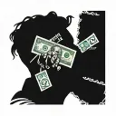 A hustler's silhouette holding a smoking joint and a stack of cash, embodying the lifestyle of a music-loving entrepreneur tattoo design idea