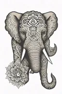 elephant face with Mandela design featuring tattoo design idea