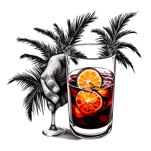 Negroni wine And palms together tattoo design idea