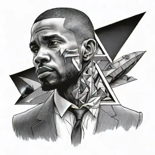 Make a tattoo of Frank ocean in a suit and a pyramid in the background  tattoo design idea