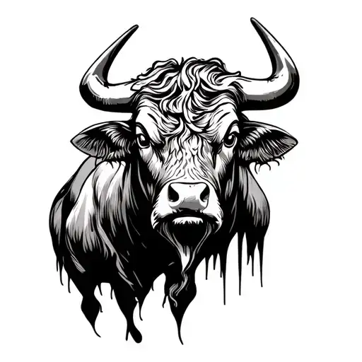 strong wise bull with serious eyes tattoo design idea
