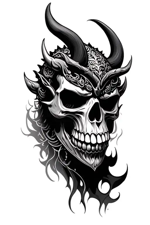 Skull Oni Mask tattoo design idea