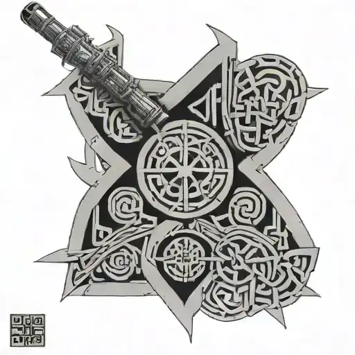star wars, turkic, celtic patterns tattoo design idea
