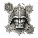 star wars, turkic, celtic patterns tattoo design idea