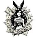 Betty boo, Superman, red Pontiac, money, playboy bunny logo tattoo design idea