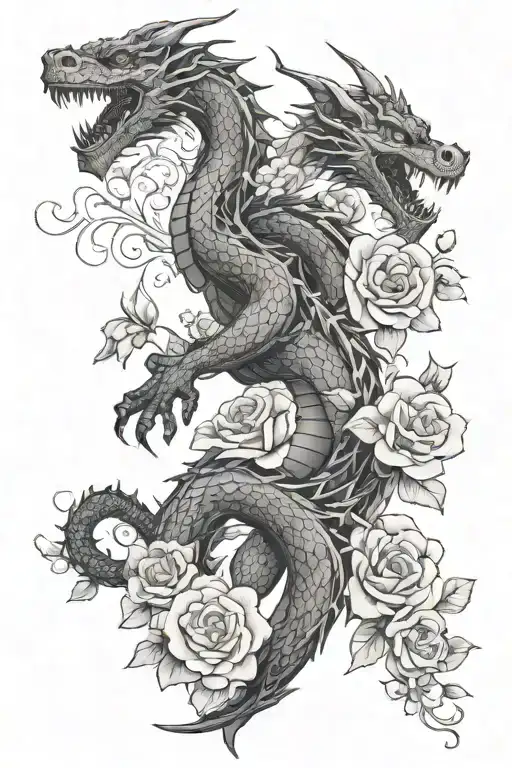 "i am second." dragon, rose, names victor and rosario, 222, cherry blossoms tattoo design idea