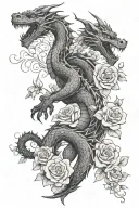 "i am second." dragon, rose, names victor and rosario, 222, cherry blossoms tattoo design idea