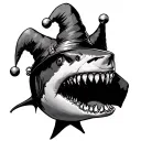 shark with jester hat tattoo design idea