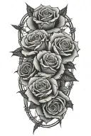 Barbed wire roses, darkness tattoo design idea