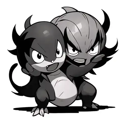 pokemon chimchar x luffy one piece morphing tattoo design idea