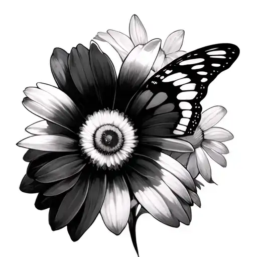 Daisy Flower Daffodil Flower Butterfly Tattoo tattoo design idea