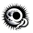 moon and sun for elbow spiraling polygons tattoo design idea