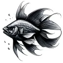 I want a tattoo of a fish but not one that you can immediately see “oh that's a fish” it should be light shapes that ult tattoo design idea