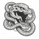 snake from skeleton, abstract, mechanic, industrial, cyberpunk tattoo design idea
