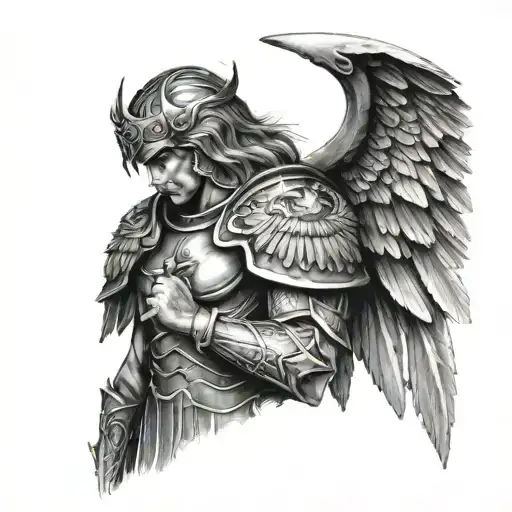 shoulder armor tattoo biblical archangel Michael tattoo design idea