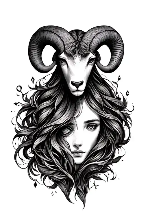 Aries and virgo zodiac sign tattoo design idea