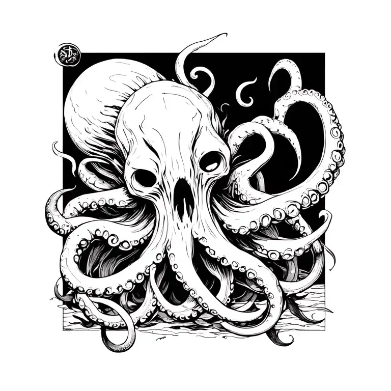 something lovecraftian with tentacles coming tattoo design idea